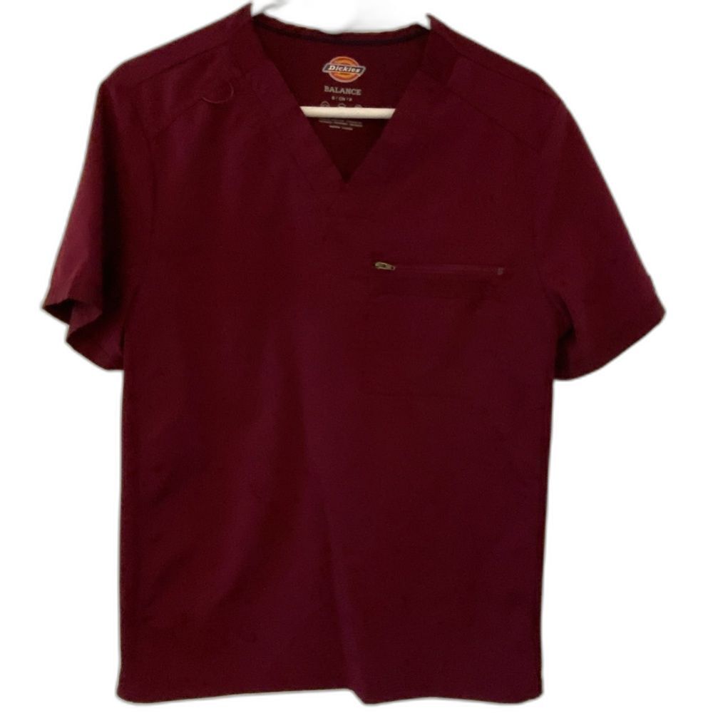 Dickies Nurse Scrub Burgundy Short Sleeve Vneck Shirt Women’s Sz Small